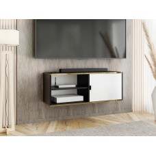 Atvērts TV galdiņš ar zelta malu LUNO 2, Melns/Balts